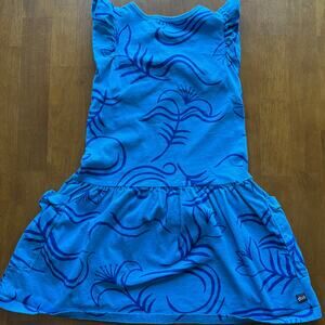 Tea Collection Blue Tropical Botanical Print Drop Waist Dress Girls Size 5